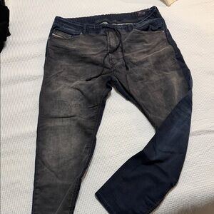 Diesel Relaxed Fit Denim Sweatpants Jeans draw string in Dark Blue and Gray